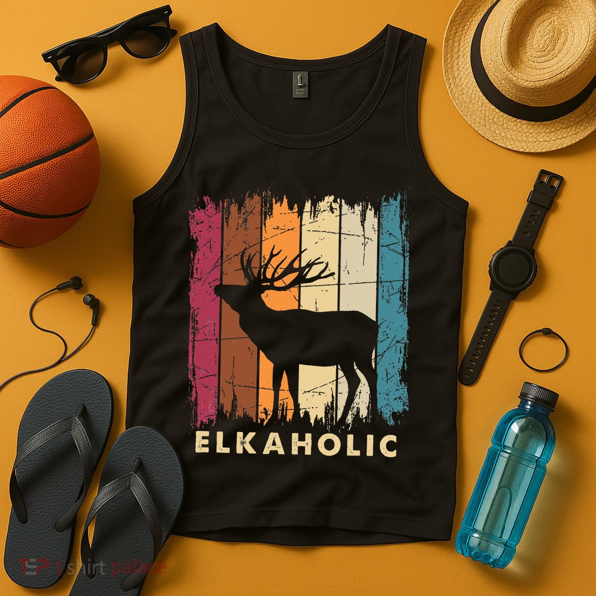 Wildlife Buck Elk Hunting Hunter Deer Silhouette Elkaholic Tank Top