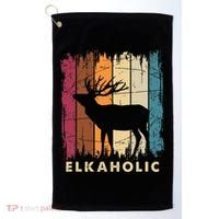 Wildlife Buck Elk Hunting Hunter Deer Silhouette Elkaholic Golf Towel thumb 0