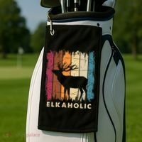 Wildlife Buck Elk Hunting Hunter Deer Silhouette Elkaholic Golf Towel thumb 2