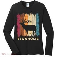 Wildlife Buck Elk Hunting Hunter Deer Silhouette Elkaholic Women's Long Sleeve Shirt thumb 0