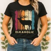 Wildlife Buck Elk Hunting Hunter Deer Silhouette Elkaholic Women's T-Shirt thumb 2