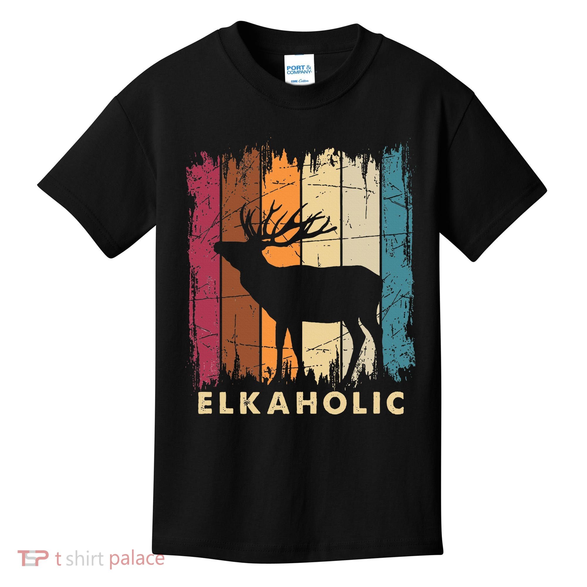Wildlife Buck Elk Hunting Hunter Deer Silhouette Elkaholic Kids T-Shirt
