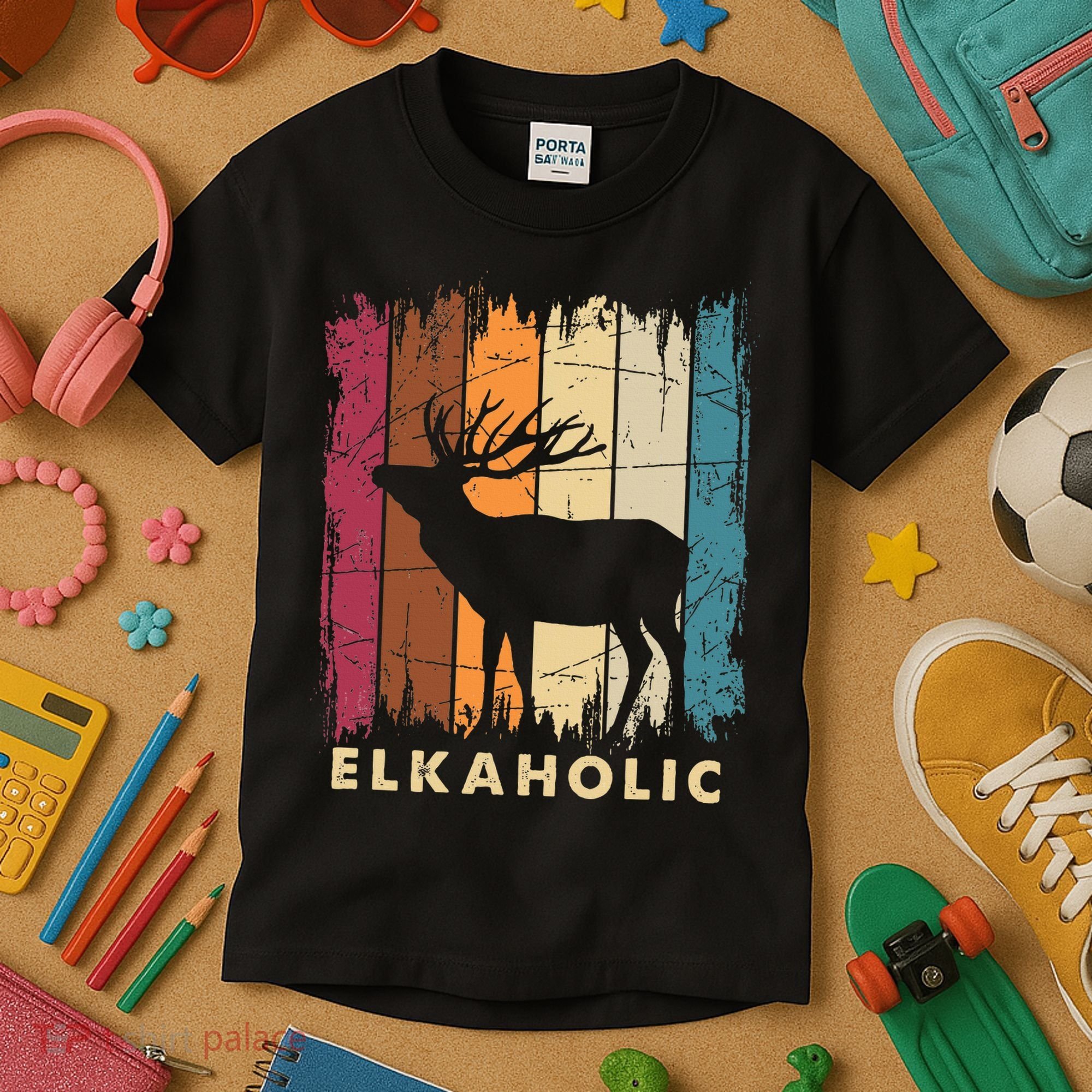 Wildlife Buck Elk Hunting Hunter Deer Silhouette Elkaholic Kids T-Shirt