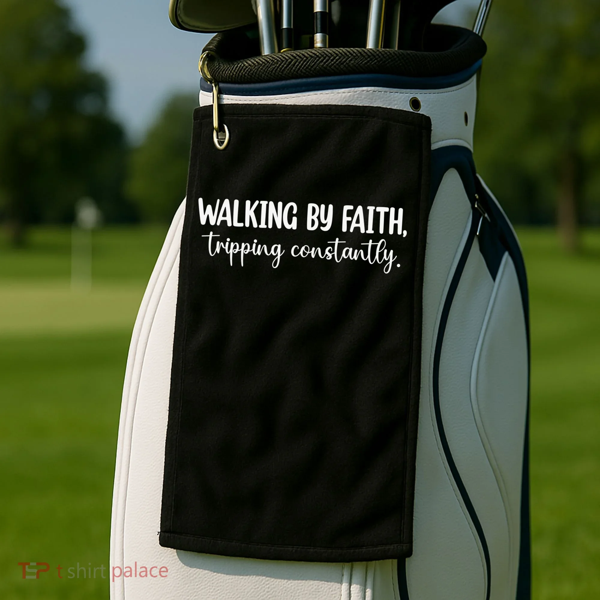Walking By Faith Tripping Constantly Golf Towel