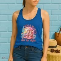 Walk By Faith Not By Sight Saying Bible Verse Women's Tank Top thumb 2