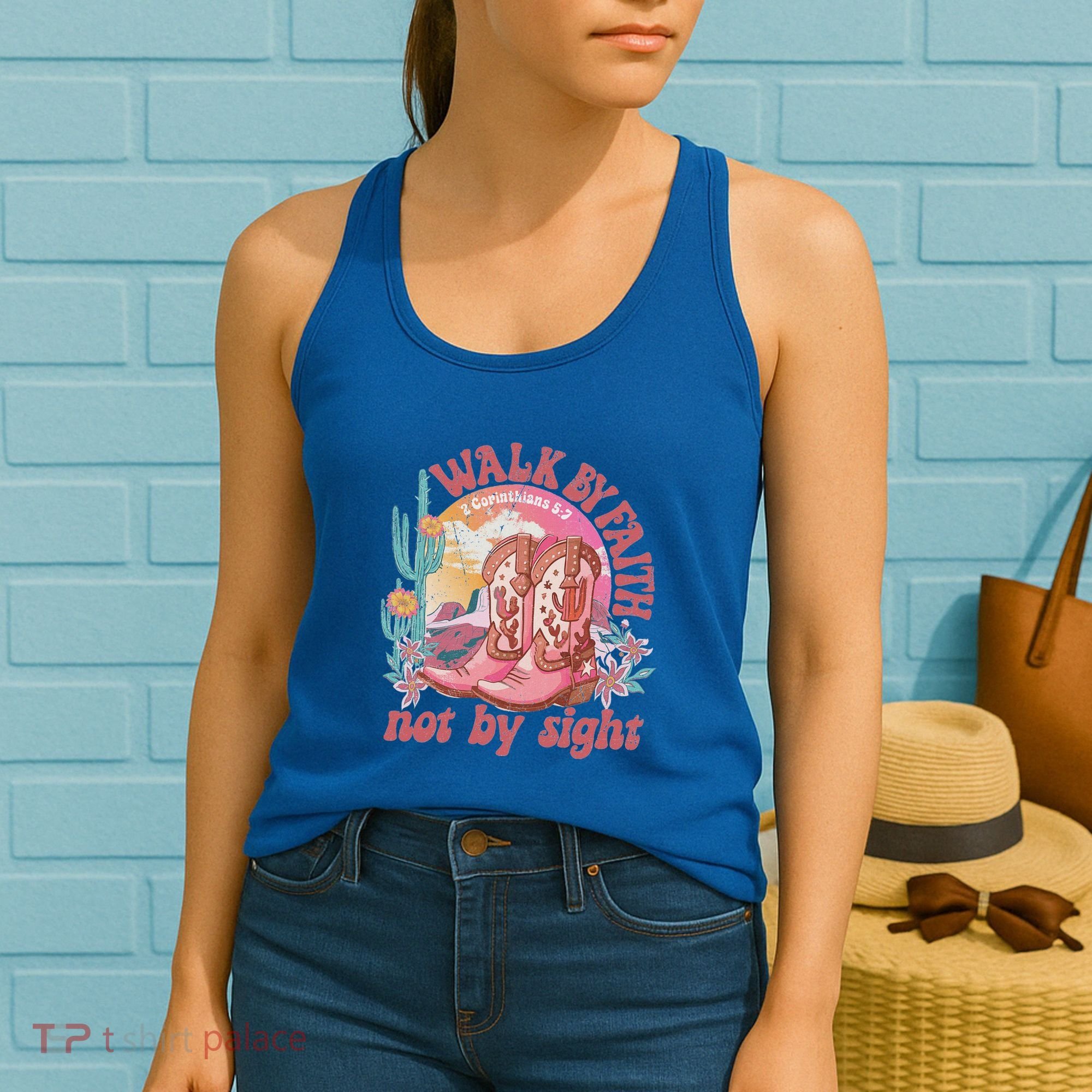 Walk By Faith Not By Sight Saying Bible Verse Women's Tank Top
