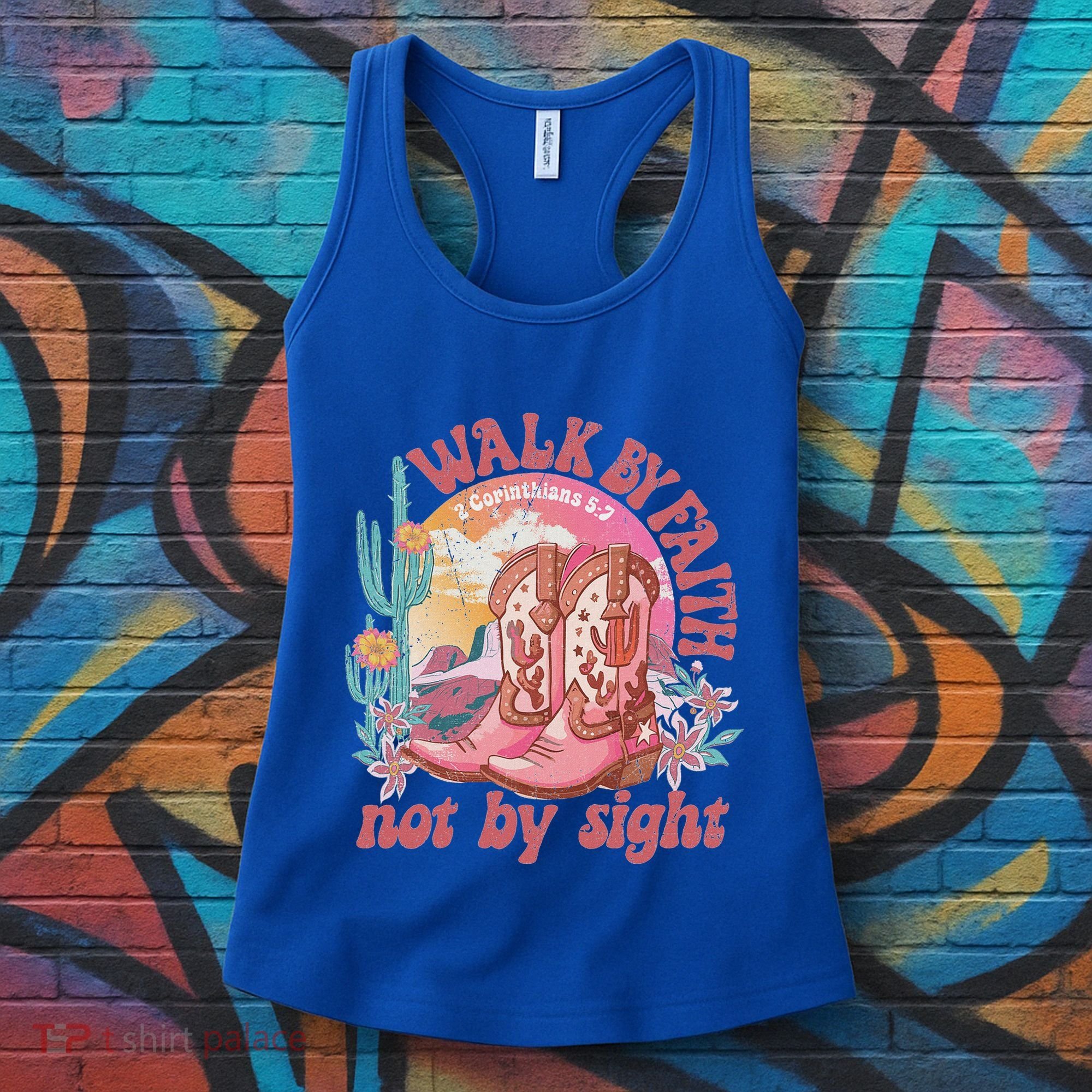 Walk By Faith Not By Sight Saying Bible Verse Women's Tank Top