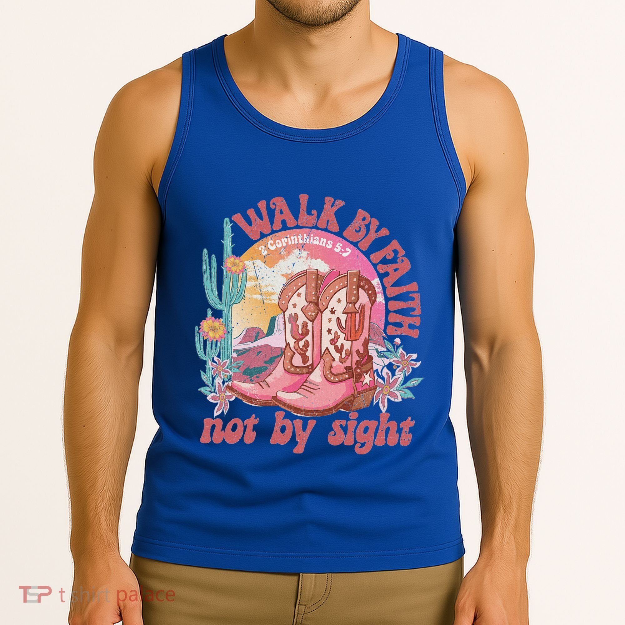 Walk By Faith Not By Sight Saying Bible Verse Tank Top