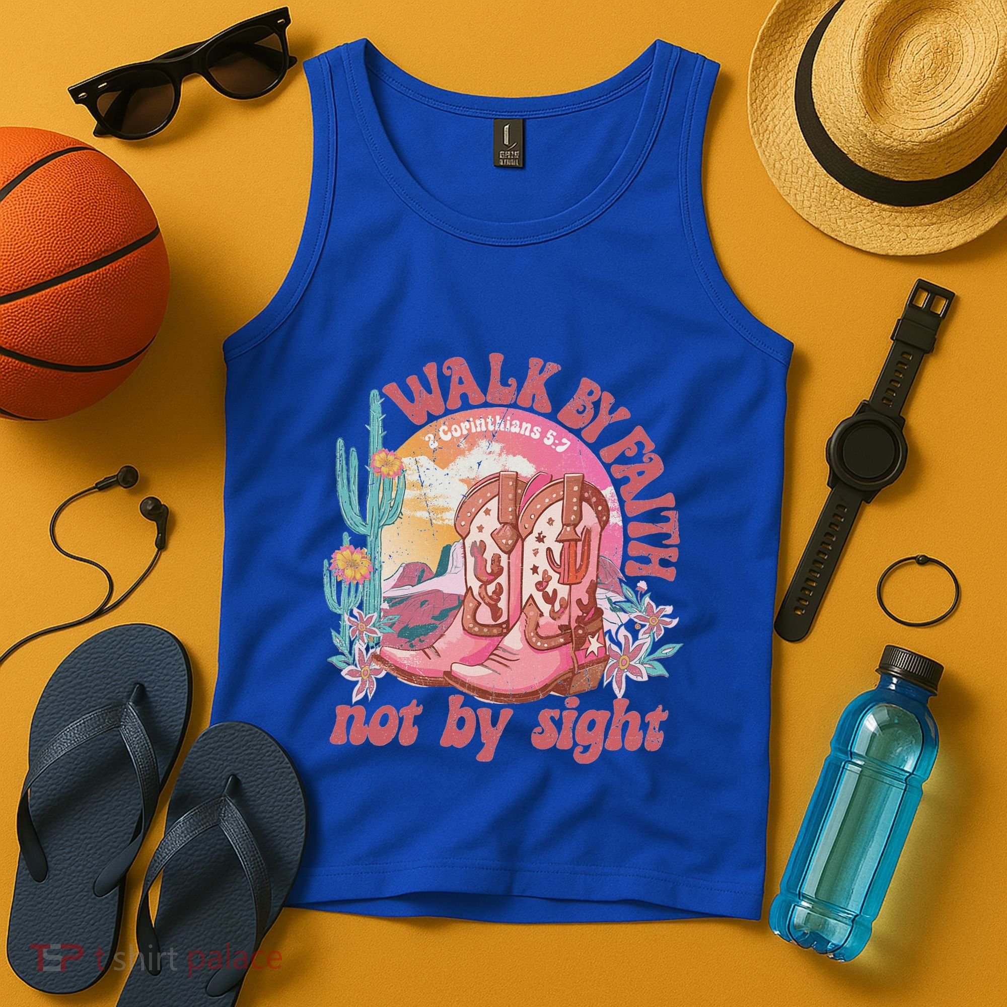 Walk By Faith Not By Sight Saying Bible Verse Tank Top