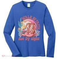 Walk By Faith Not By Sight Saying Bible Verse Women's Long Sleeve Shirt thumb 0