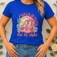 Walk By Faith Not By Sight Saying Bible Verse Women's T-Shirt thumb 2