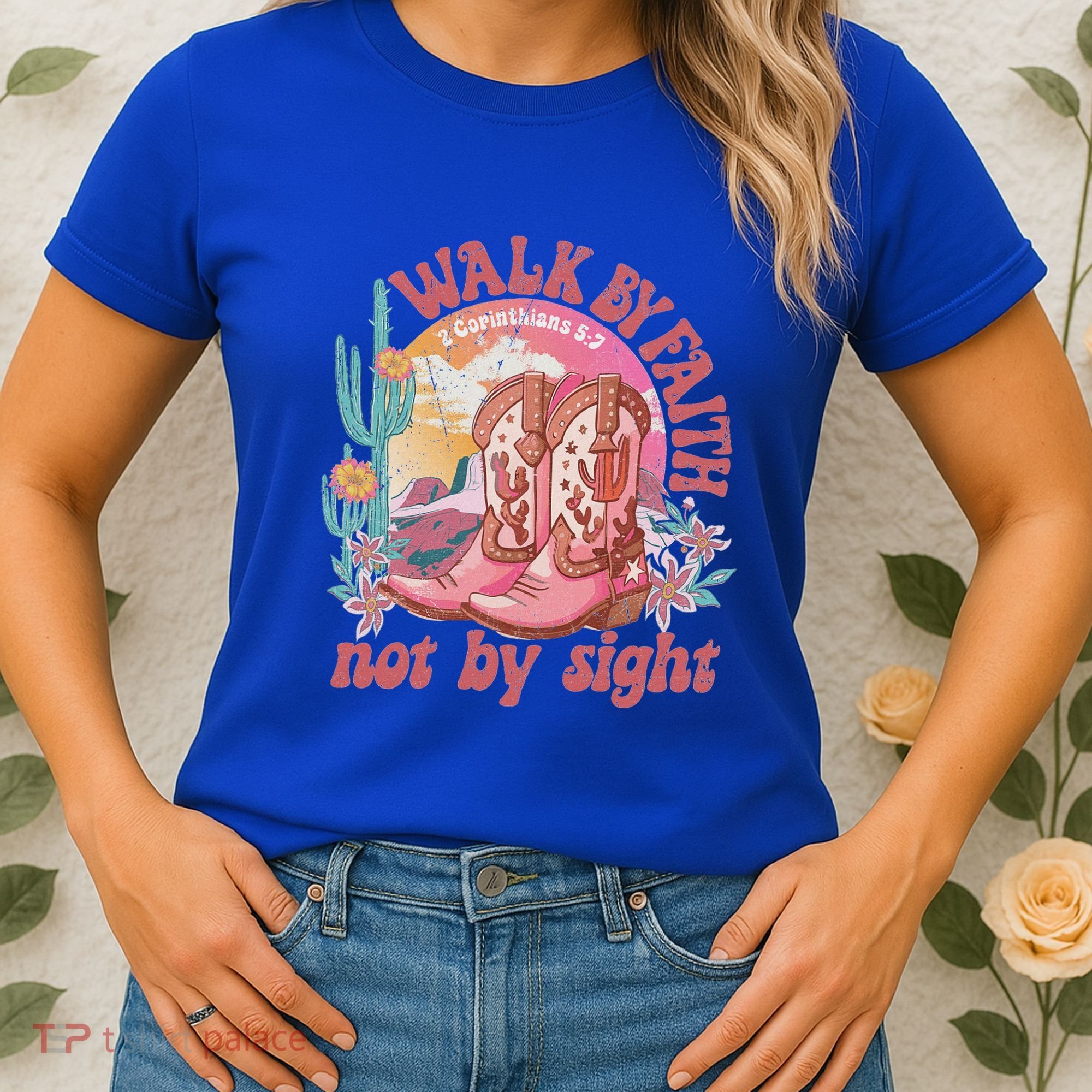 Walk By Faith Not By Sight Saying Bible Verse Women's T-Shirt