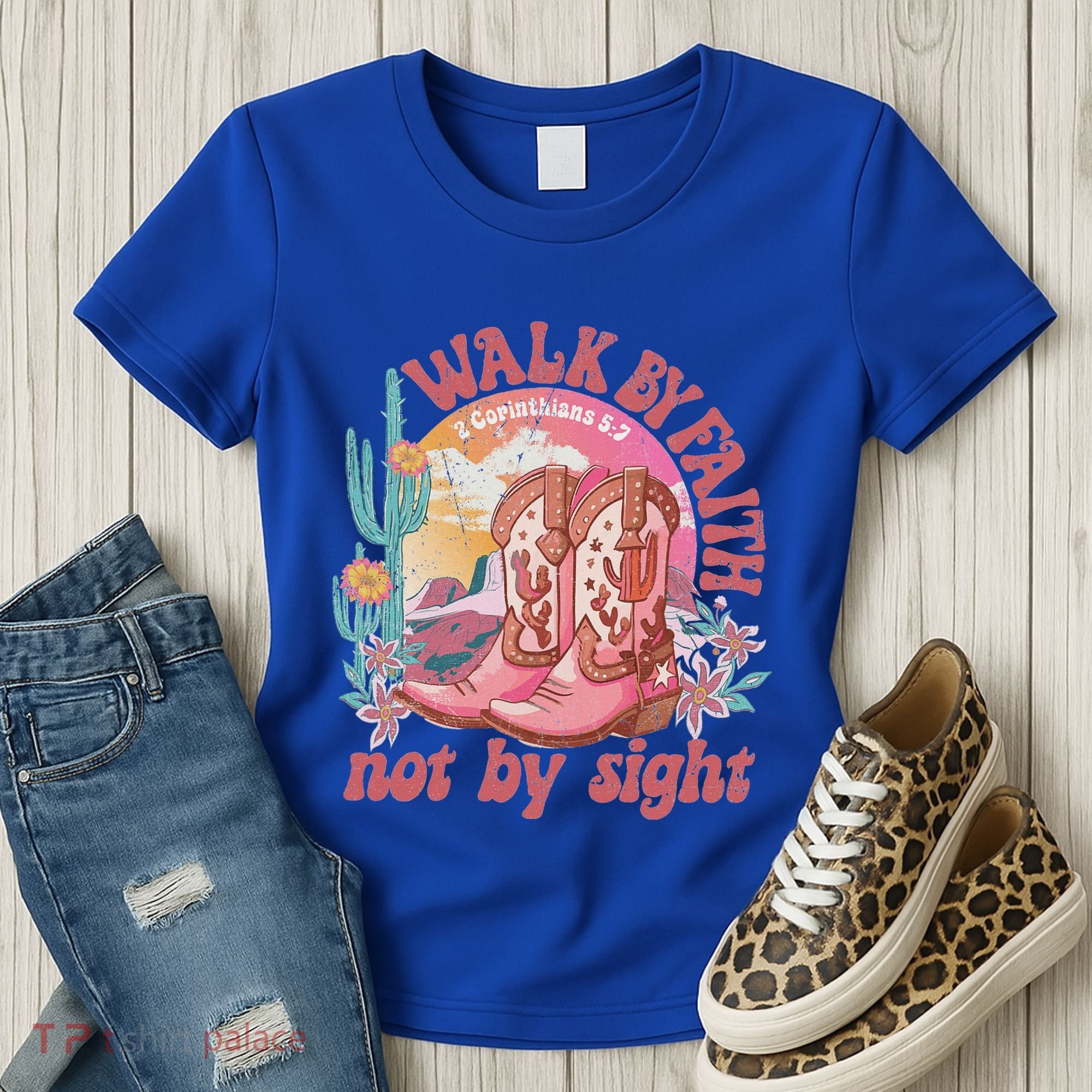 Walk By Faith Not By Sight Saying Bible Verse Women's T-Shirt