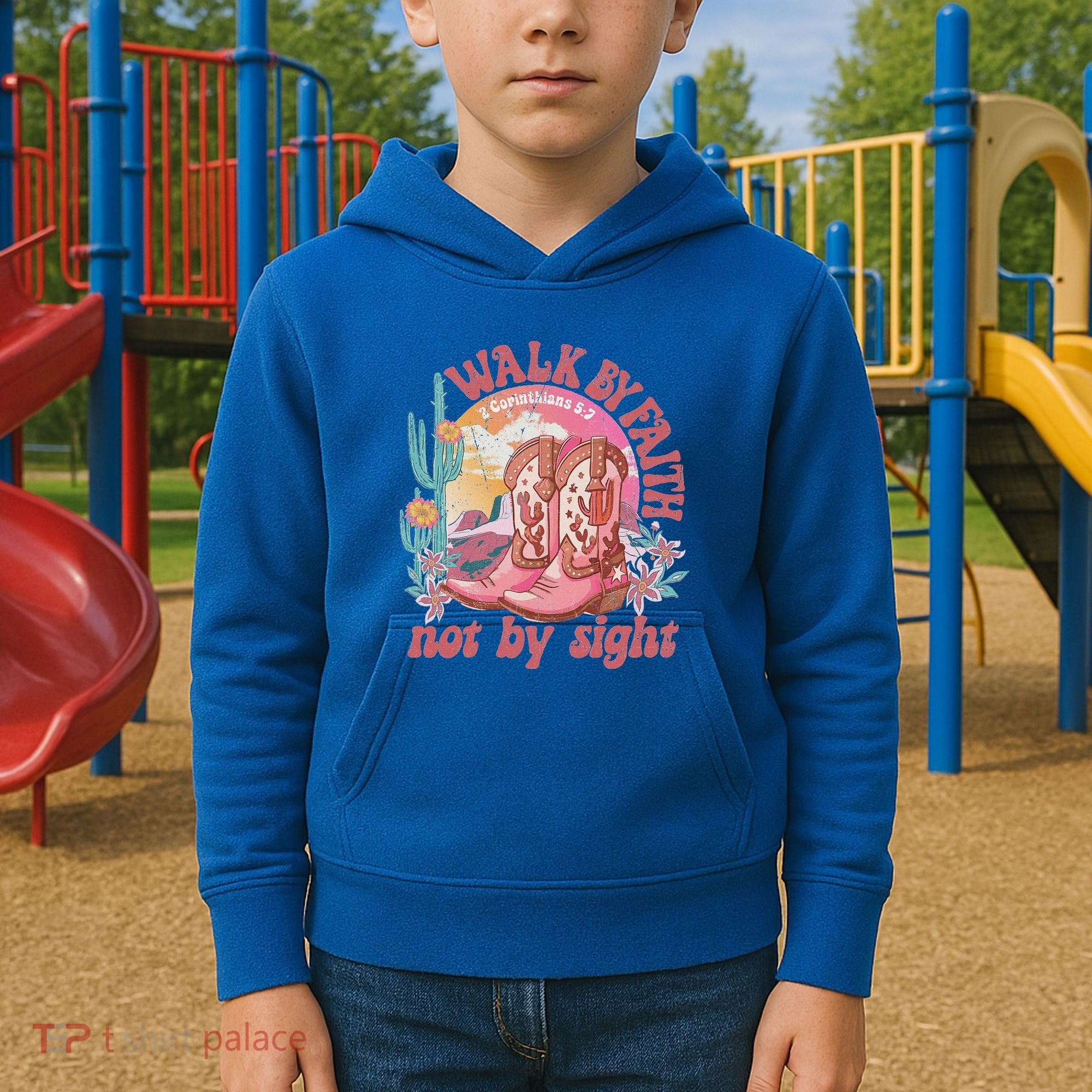 Walk By Faith Not By Sight Saying Bible Verse Kids Hoodie