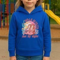 Walk By Faith Not By Sight Saying Bible Verse Kids Hoodie thumb 3