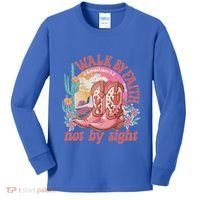 Walk By Faith Not By Sight Saying Bible Verse Kids Long Sleeve Shirt thumb 0