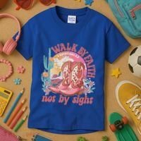 Walk By Faith Not By Sight Saying Bible Verse Kids T-Shirt thumb 3