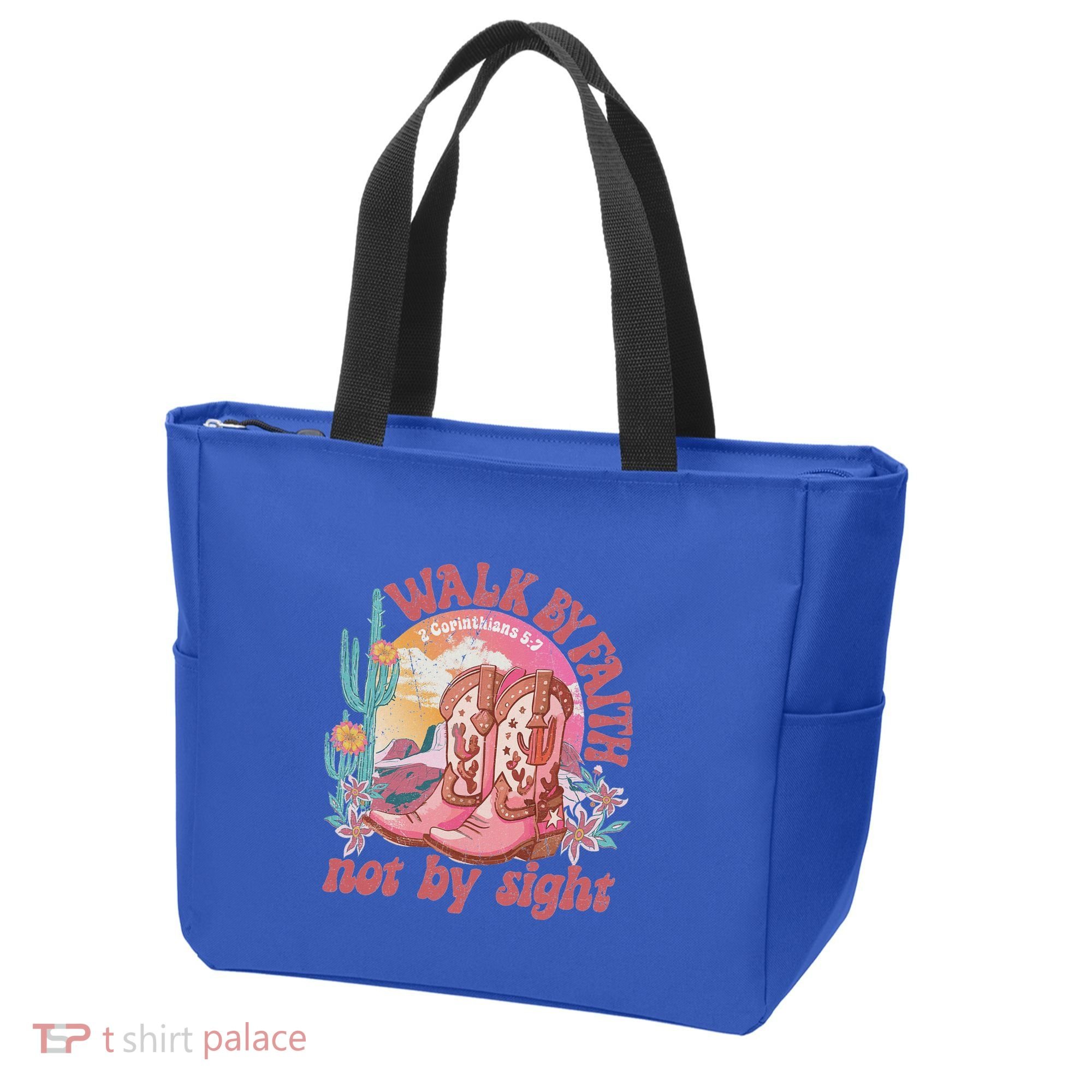 Walk By Faith Not By Sight Saying Bible Verse Tote Bag