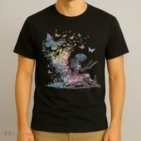 Watercolor Butterfly Fairy Read Book Library Fantasy Novel T-Shirt thumb 3