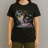 Watercolor Butterfly Fairy Read Book Library Fantasy Novel T-Shirt thumb 4