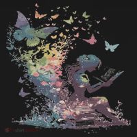 Watercolor Butterfly Fairy Read Book Library Fantasy Novel T-Shirt thumb 7