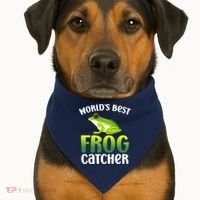World's Best Frog Catcher Boys Girls Frog Hunter USA-Made Doggie Bandana thumb 1