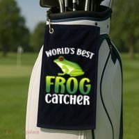 World's Best Frog Catcher Boys Girls Frog Hunter Golf Towel thumb 2