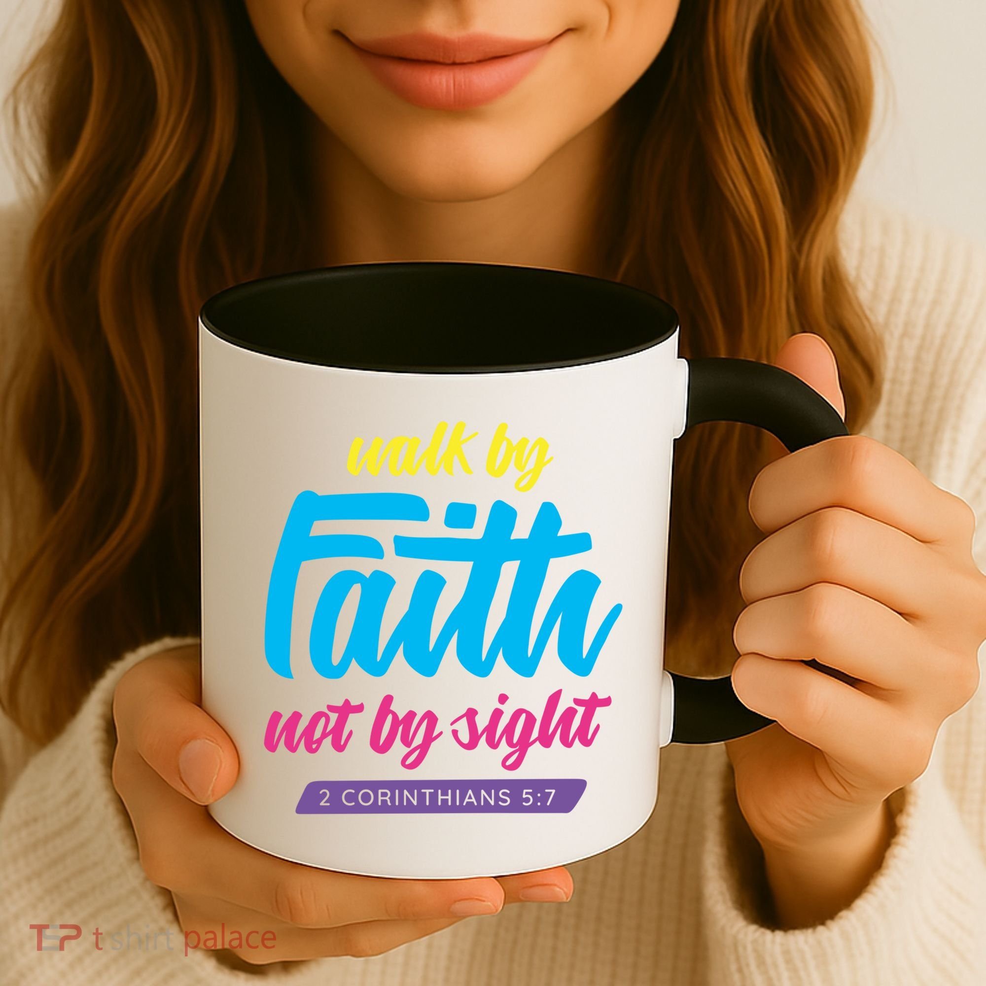 Walk By Faith Not By Sight Bible Verse Christian Saying Funny Gift Coffee Mug
