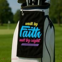 Walk By Faith Not By Sight Bible Verse Christian Saying Funny Gift Golf Towel thumb 2