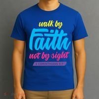 Walk By Faith Not By Sight Bible Verse Christian Saying Funny Gift T-Shirt thumb 3
