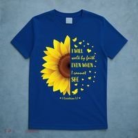 Walk By Faith Not By Sight Christian Religious Sunflower Gift T-Shirt thumb 5