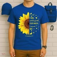 Walk By Faith Not By Sight Christian Religious Sunflower Gift T-Shirt thumb 6