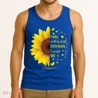 Walk By Faith Not By Sight Christian Religious Sunflower Gift Tank Top thumb 3