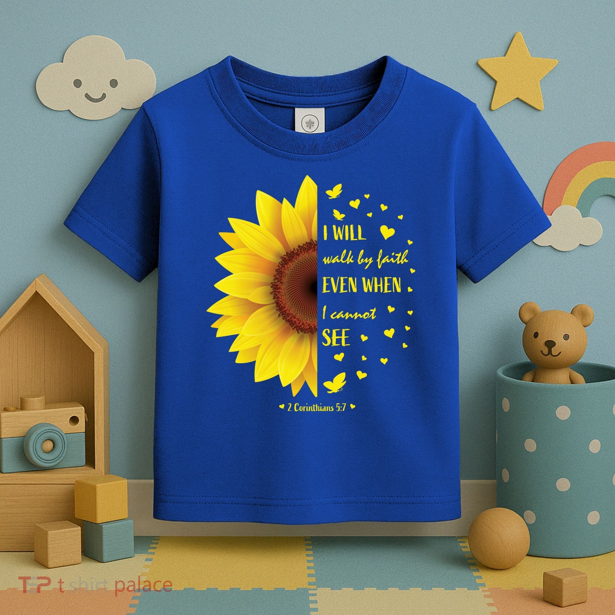 Walk By Faith Not By Sight Christian Religious Sunflower Gift Toddler T-Shirt