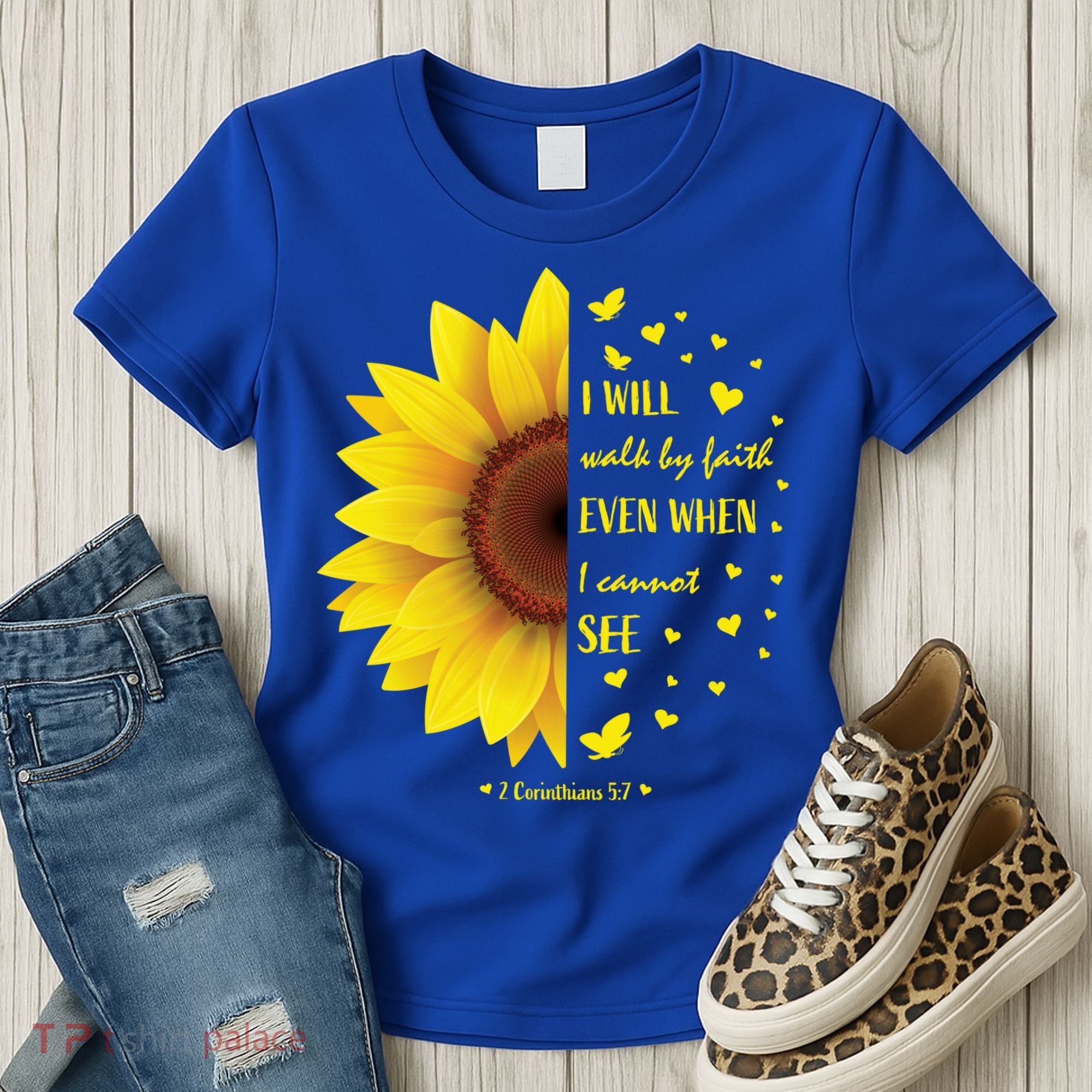 Walk By Faith Not By Sight Christian Religious Sunflower Gift Women's T-Shirt