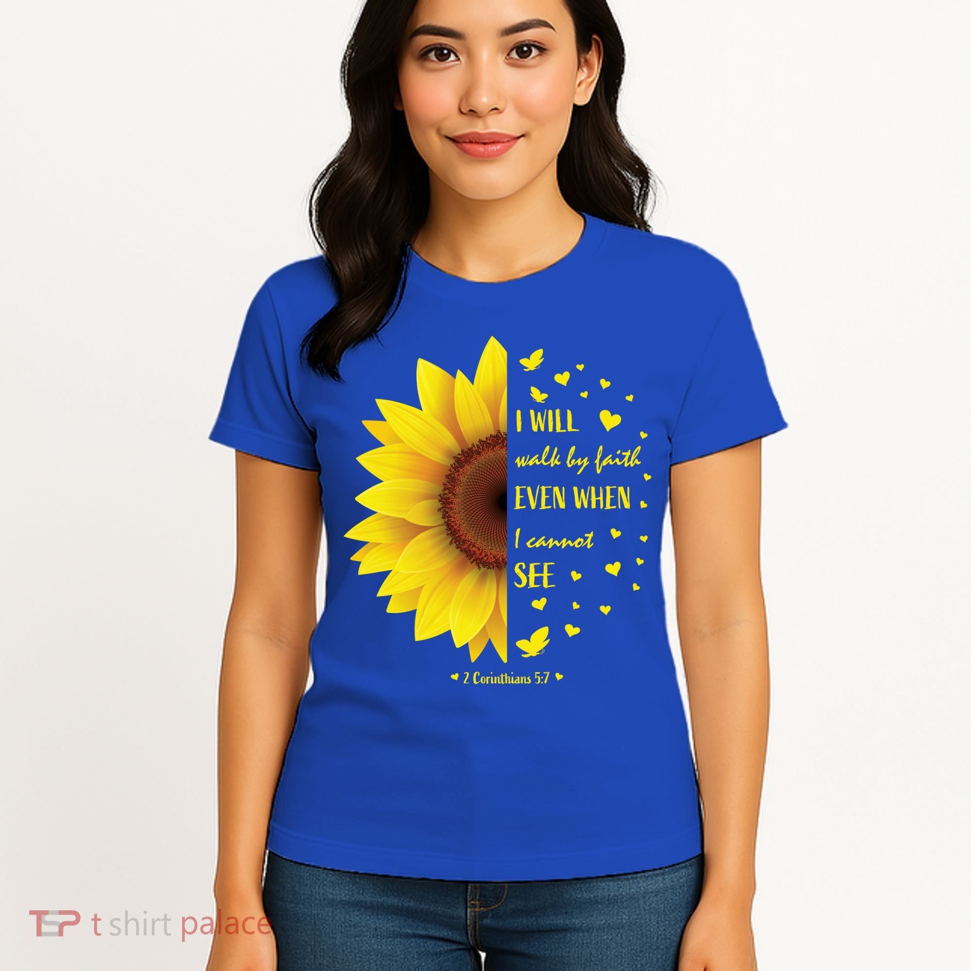 Walk By Faith Not By Sight Christian Religious Sunflower Gift Women's T-Shirt
