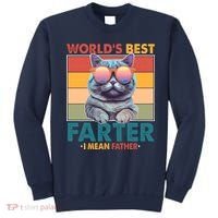 Worlds Best Farter I Mean Father Funny Retro Cat Sweatshirt thumb 0