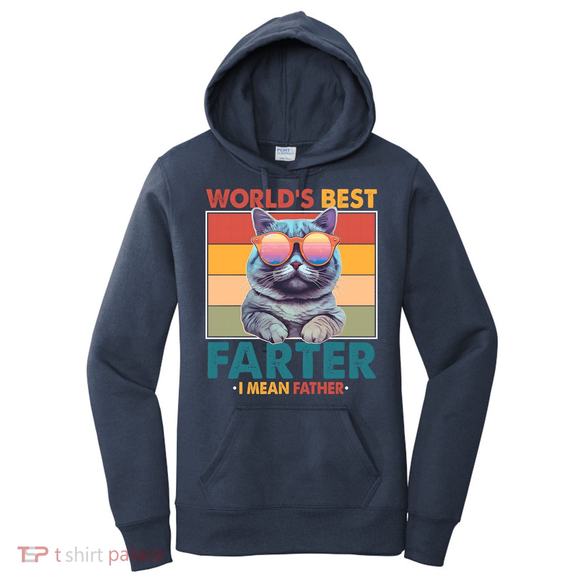 Worlds Best Farter I Mean Father Funny Retro Cat Women's Hoodie