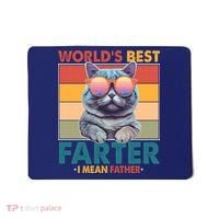 Worlds Best Farter I Mean Father Funny Retro Cat Mousepad thumb 0