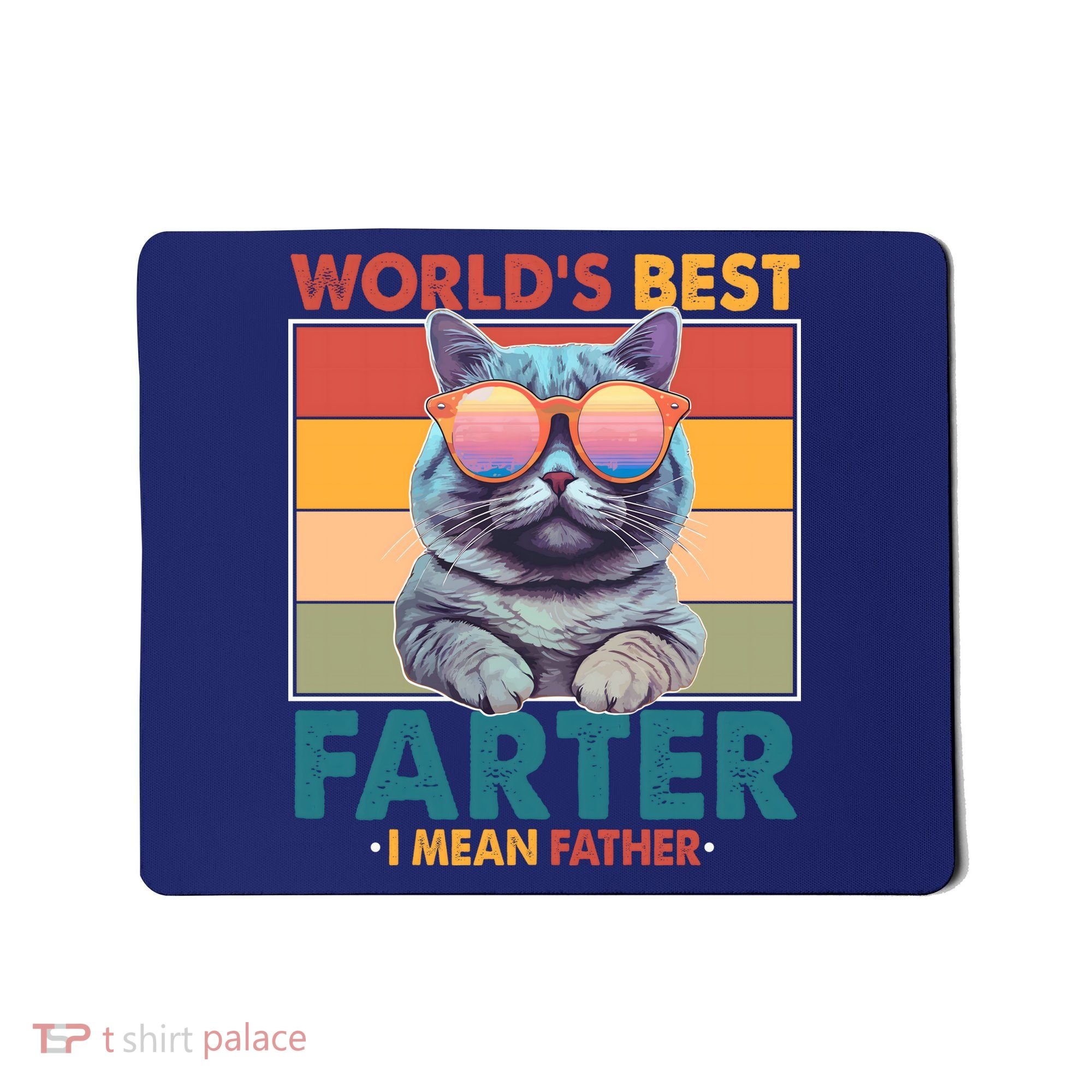 Worlds Best Farter I Mean Father Funny Retro Cat Mousepad