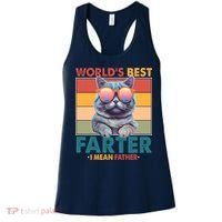Worlds Best Farter I Mean Father Funny Retro Cat Women's Tank Top thumb 0