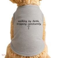 Walking By Faith Tripping Constantly Cross Funny Christian Doggie Tank thumb 0