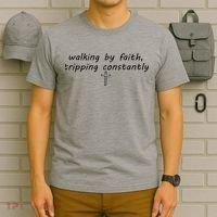 Walking By Faith Tripping Constantly Cross Funny Christian T-Shirt thumb 6