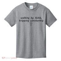 Walking By Faith Tripping Constantly Cross Funny Christian Kids T-Shirt thumb 0