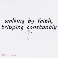 Walking By Faith Tripping Constantly Cross Funny Christian Garment-Dyed Sweatshirt thumb 2