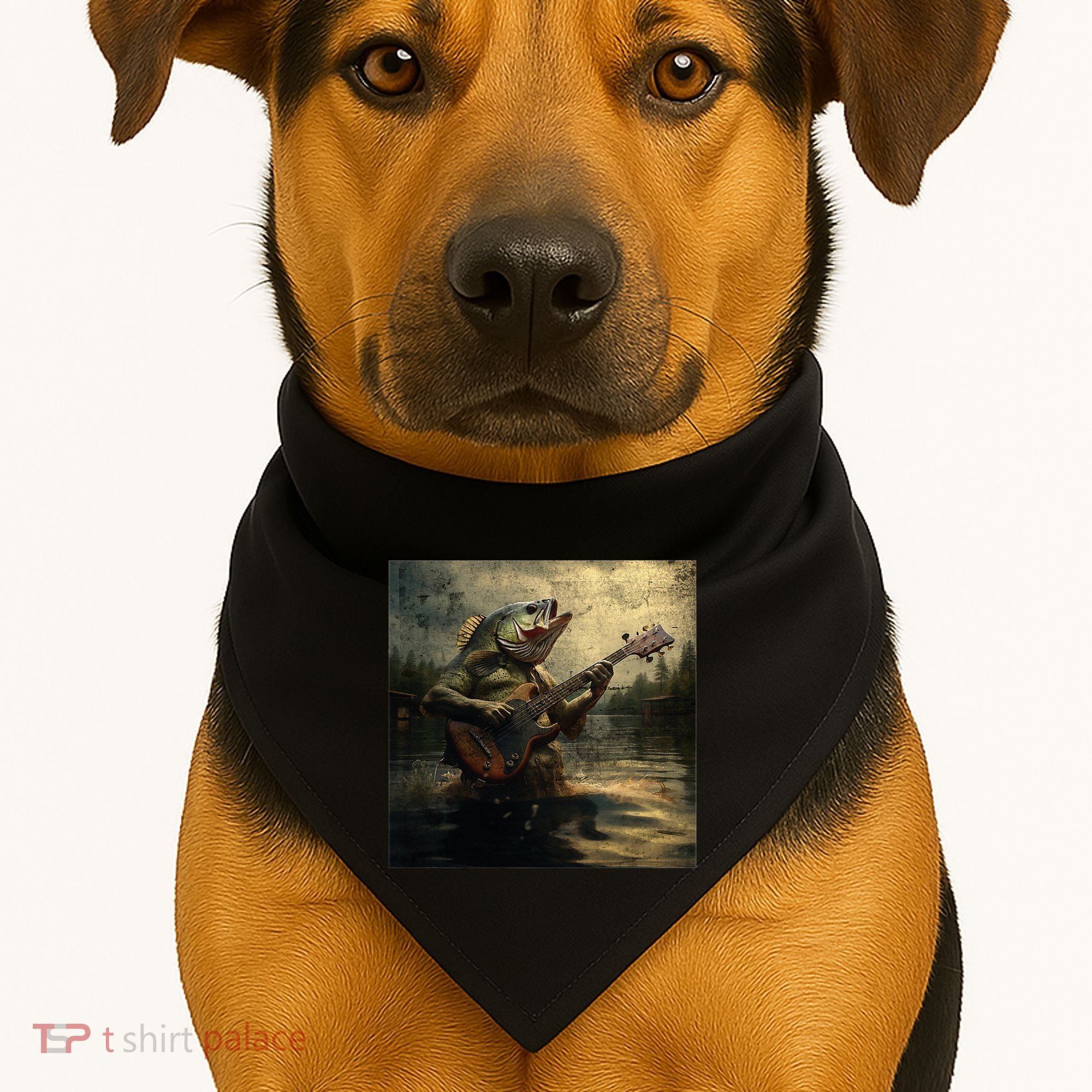 Weird Bass Fish Playing Bass Guitar Funny Cursed Meme USA-Made Doggie Bandana