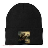 Weird Bass Fish Playing Bass Guitar Funny Cursed Meme Beanie thumb 0