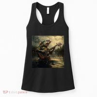 Weird Bass Fish Playing Bass Guitar Funny Cursed Meme Women's Tank Top thumb 0