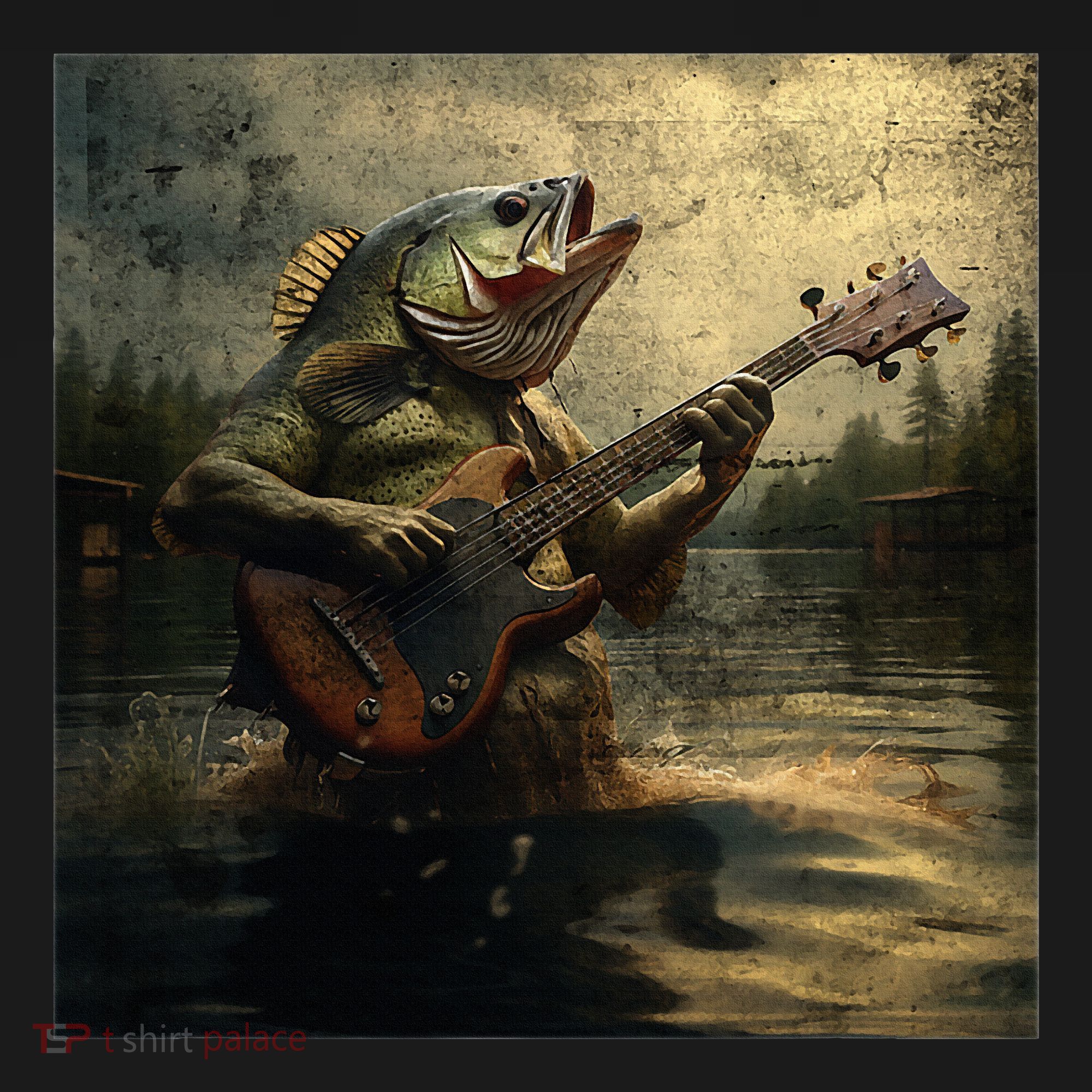 Weird Bass Fish Playing Bass Guitar Funny Cursed Meme Women's Tank Top