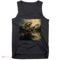 Weird Bass Fish Playing Bass Guitar Funny Cursed Meme Tank Top thumb 0